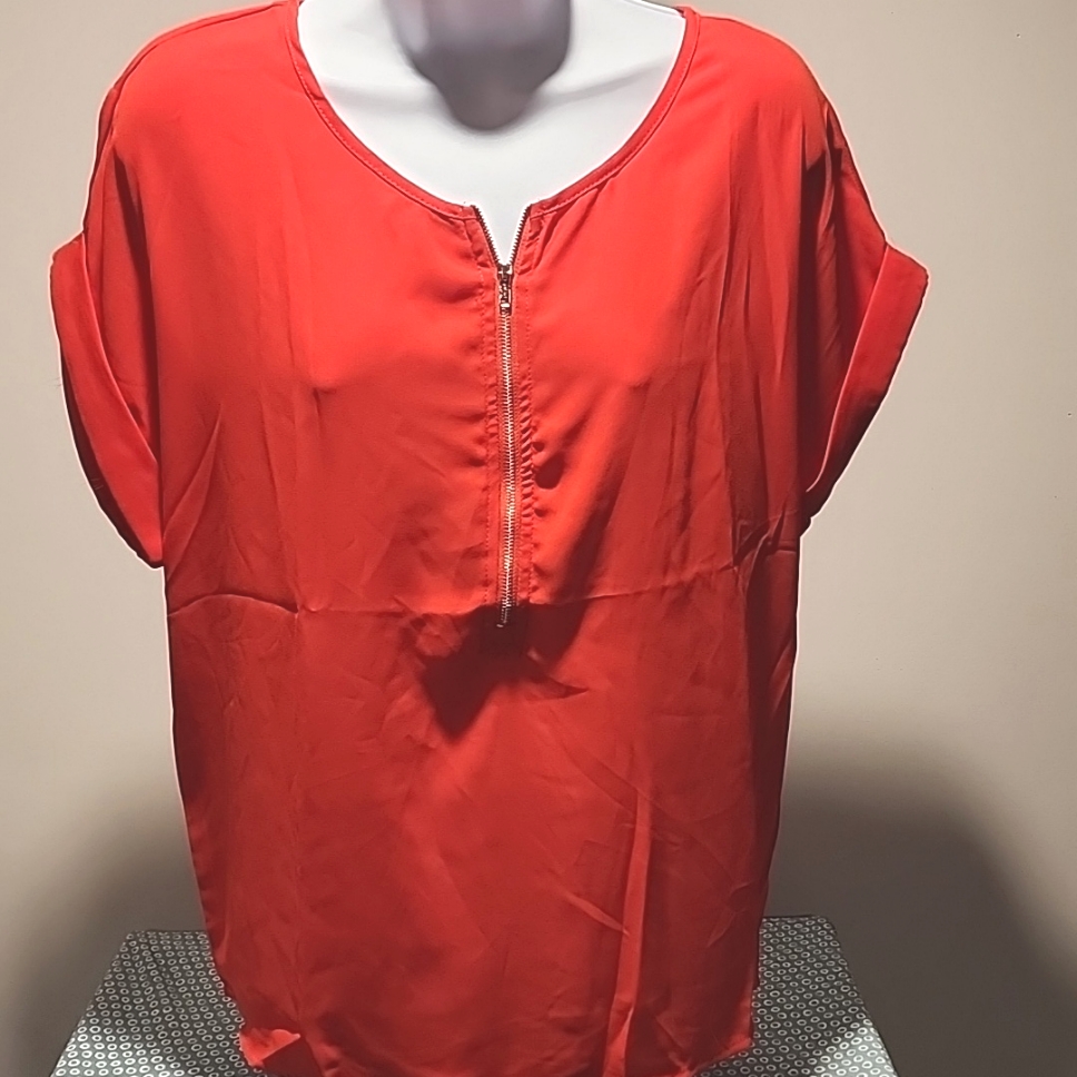 Red With Zipper Blouse